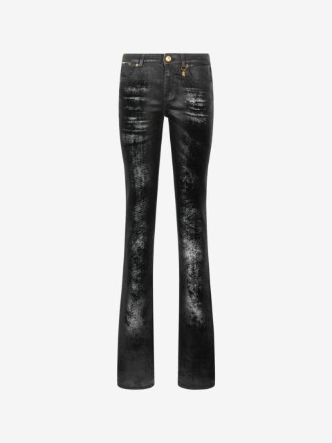 Distressed-Effect Python Skin Jeans