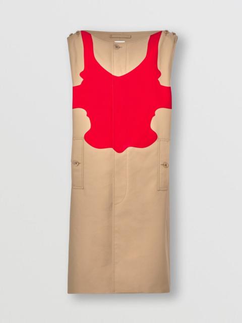 Reconstructed Print Cotton Boat-neck Car Coat