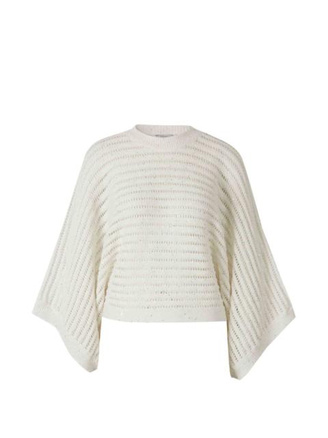 crew-neck sequin-embellishment sweater