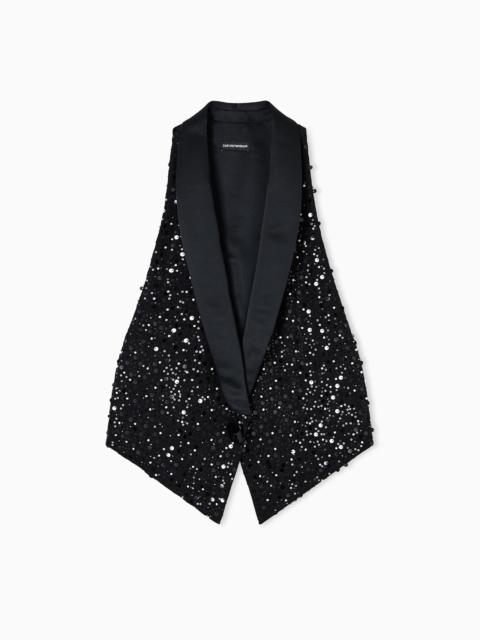 GEORGETTE WAISTCOAT WITH ALL-OVER BEADS AND SEQUINS