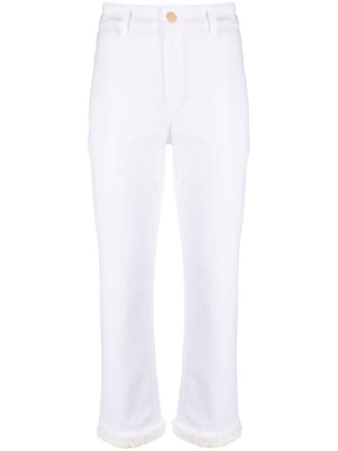 frayed-edge slim-fit trousers
