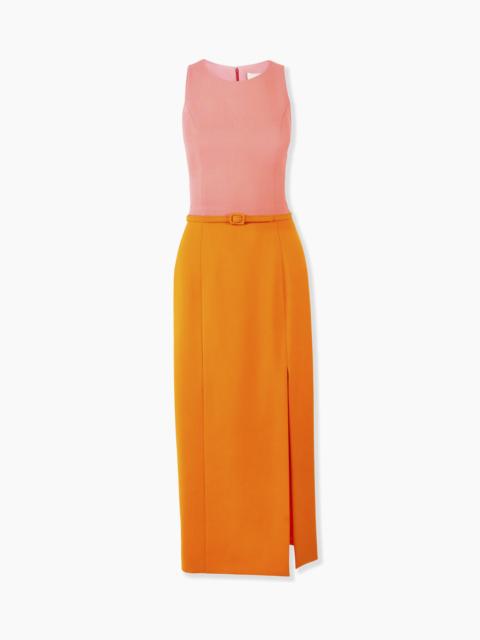 Colorblocked Midi Dress With Belt