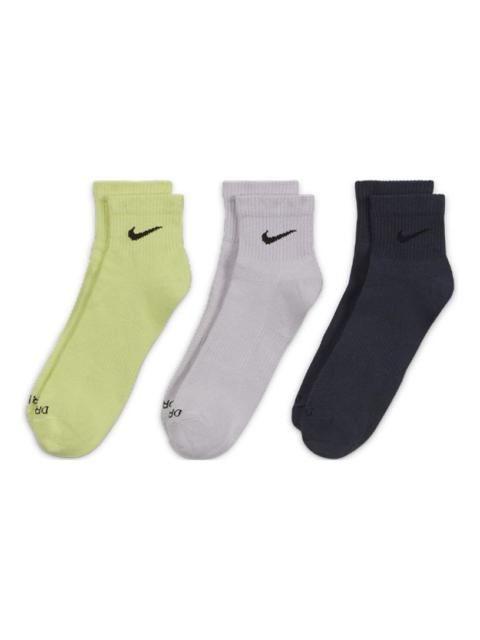 Nike Plus Lightweight Ankle Socks Unisex 3Pairs Yellow/Gray/Navy SX6893-913