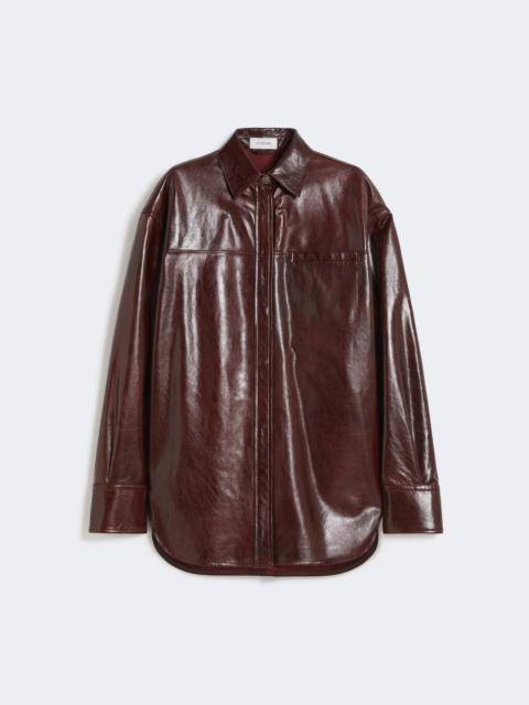 Oversized nappa leather shirt - BORDEAUX