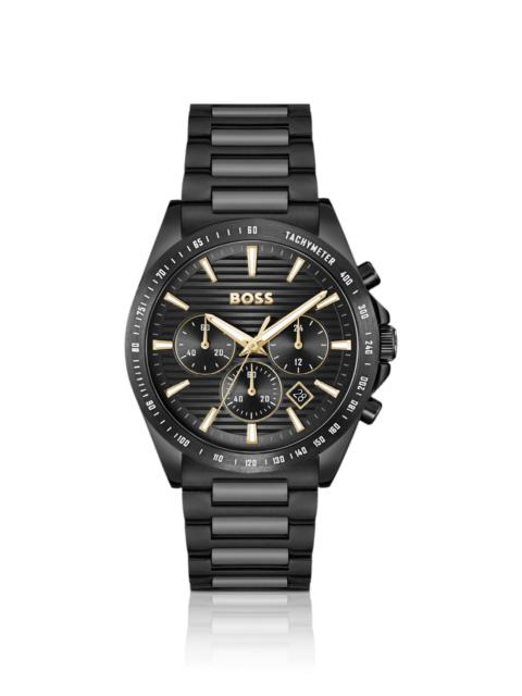 STEEL-BRACELET WATCH WITH BLACK PLATING