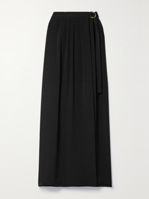 Athina Pleated Silk-cady Maxi Wrap Skirt