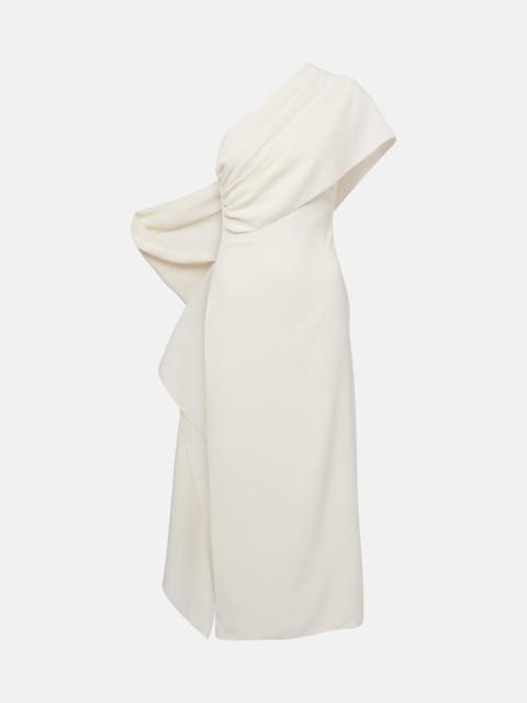 Caped one-shoulder silk crêpe cocktail dress
