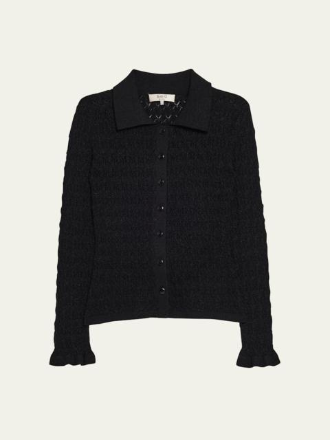 Ruby Long-Sleeve Pointelle Knit Cardigan