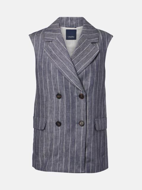Ballo pinstripe double-breasted linen vest