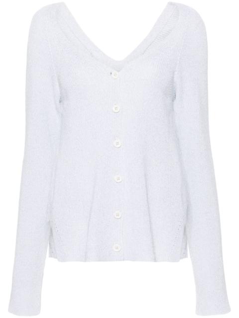lurex-detailed ribbed-knit cardigan