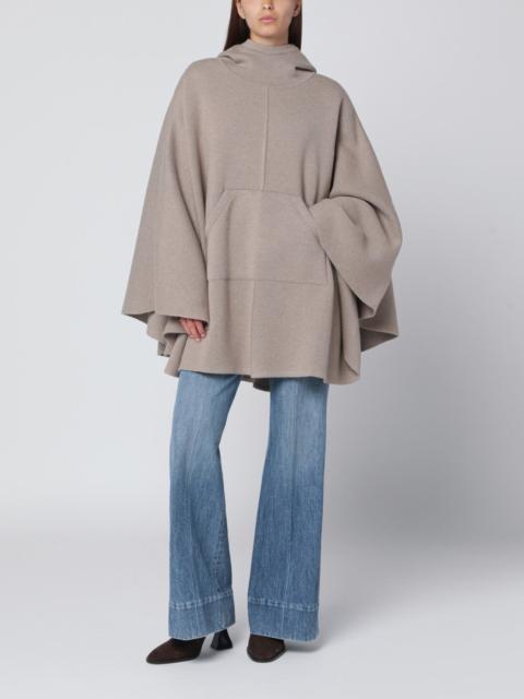 Beige cashmere-blend hooded cape