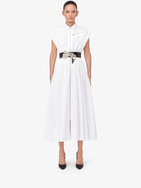 Women's Dropped Shoulder Shirt Dress in Optic White