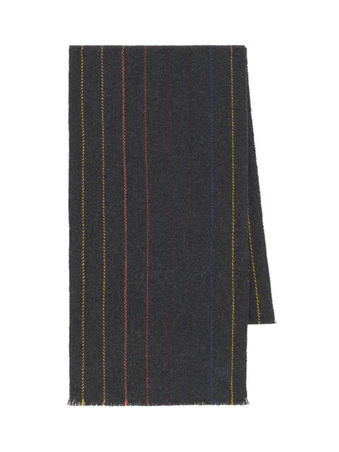 Fokestone Scarf in Charcoal Multi Pinstripe Wool Cashmere