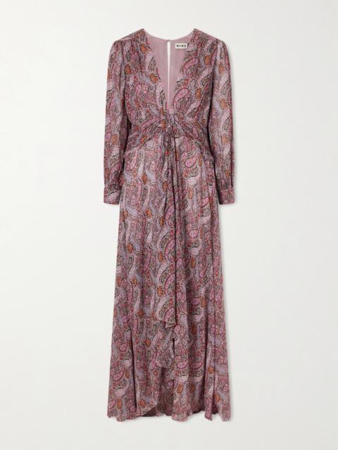 Meera Gathered Paisley-print Chiffon Maxi Dress