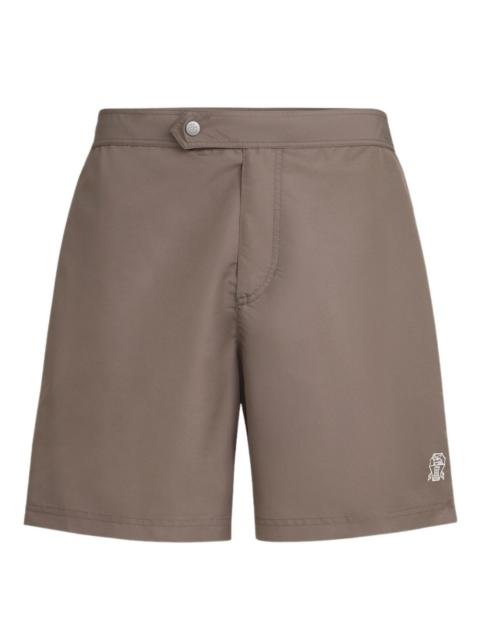 tabbed waistband piping swim shorts
