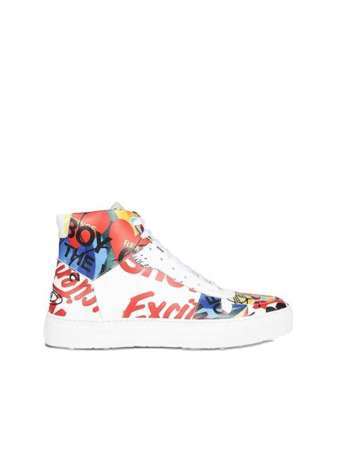 high-top graphic-print sneakers