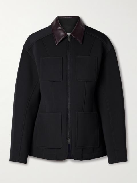 Leather-trimmed Twill Jacket