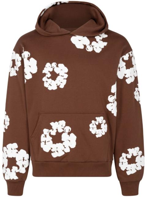 wreath-print cotton hoodie
