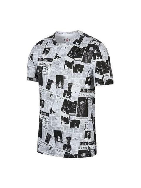 Air Jordan Rivals Full Print Sports Round Neck Short Sleeve Gray CD5849-100