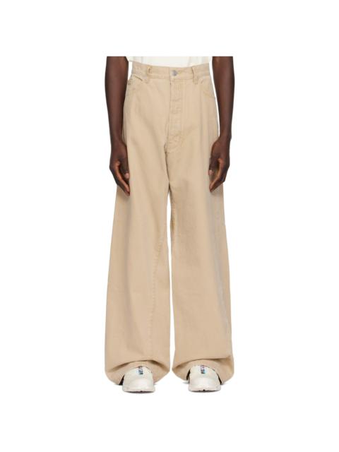 Khaki Wide Leg 5 Pocket Jeans