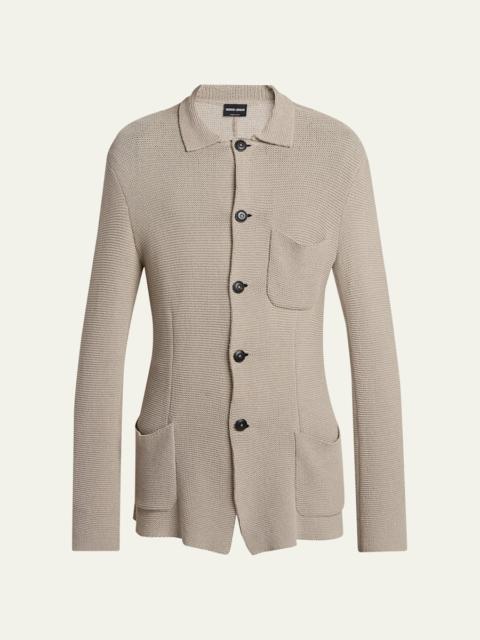 Men's Cotton-Blend Knit Patch Pocket Knit Blazer