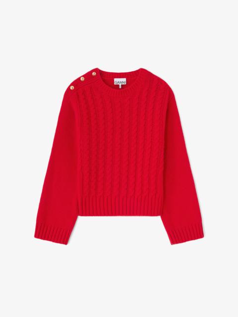 RED CABLE WOOL MIX SWEATER