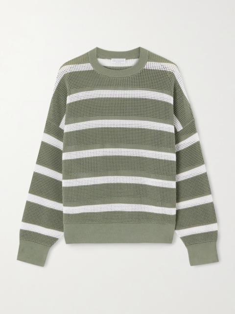 Striped Open-knit Cotton Sweater