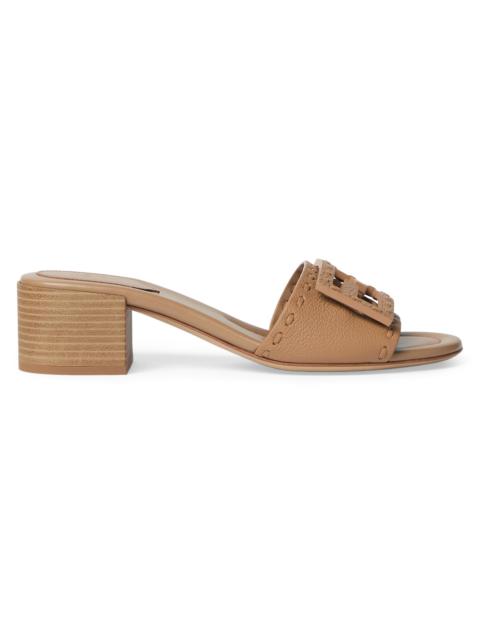 Women's Vitello 45MM Logo Leather Mules - Cammello Bag