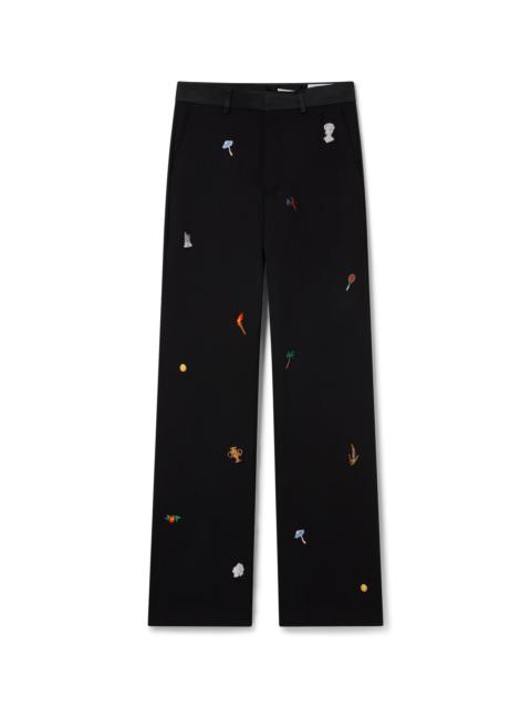 Embroidered Motif Wool Tailored Trousers | Casablanca Paris