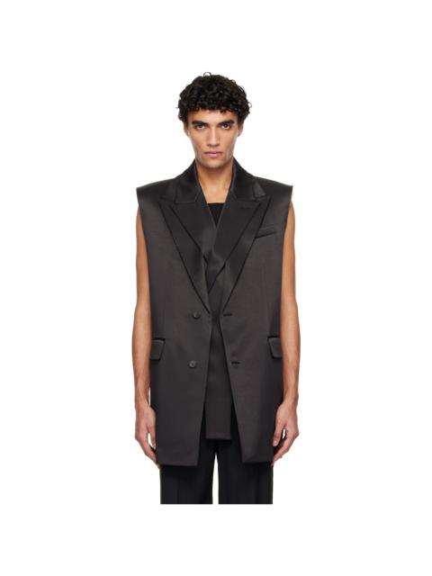 Black Double Layer Body Detail Vest