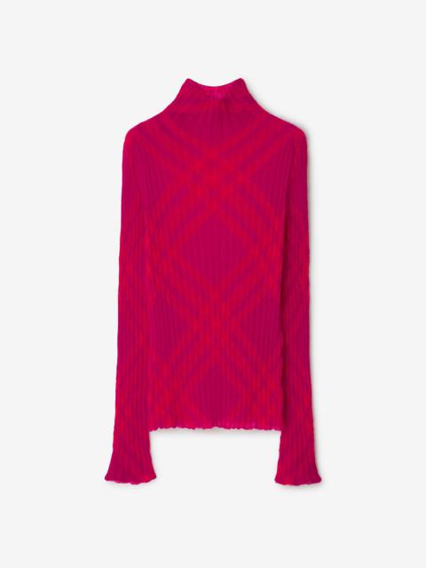 Check Mohair Blend Turtleneck Sweater