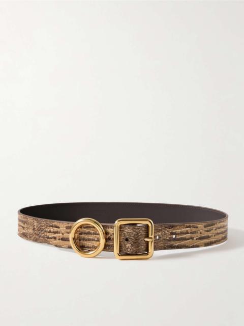 Regalo embellished lizard-effect leather belt Brown