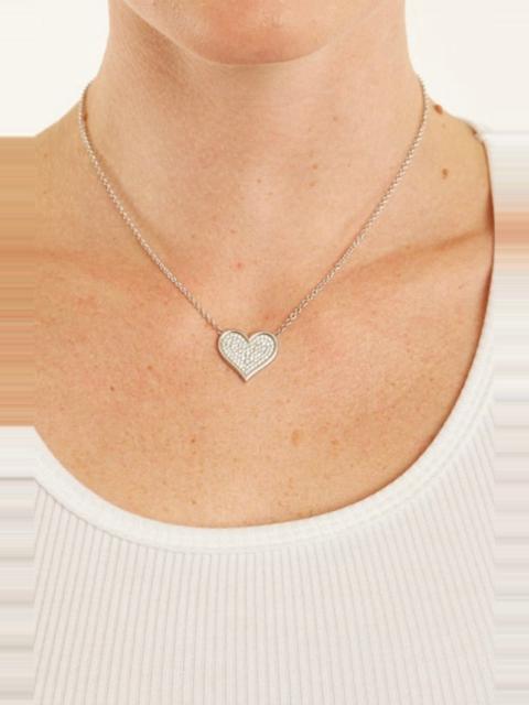 WHITE GOLD LARGE DIAMOND PAVE HEART NECKLACE