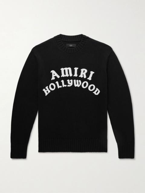 Hollywood Logo-Embroidered Cotton Sweater Black