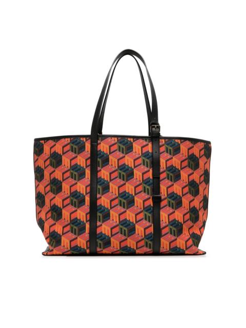cubic-monogram jacquard tote bag