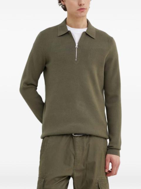 zip-up collared knitted polo shirt
