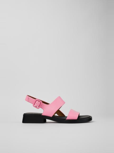 Pink Leather 2-Strap Sandal for Women