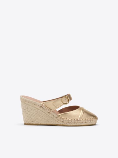 Farah 70 Gold Metallic Leather Wedge Mules