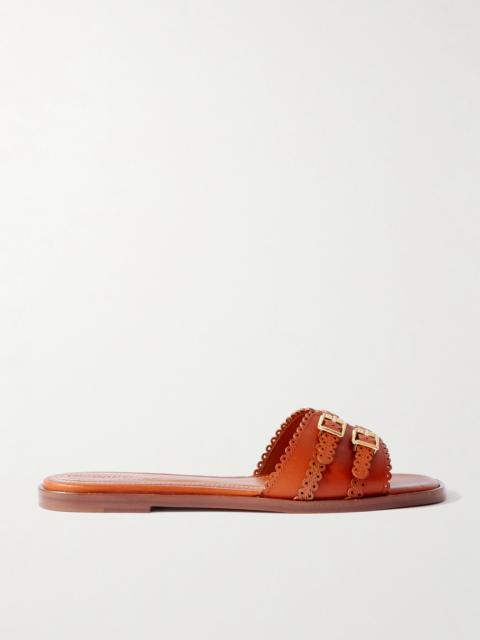 Goldie Buckled Leather Slides