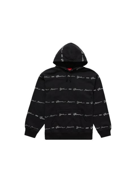 Supreme Script Stripe Hooded Sweatshirt Black