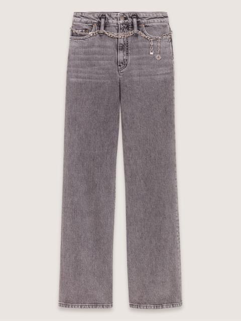 Wide-leg jeans with chain-link belt