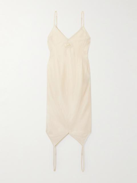 Cami Appliquéd Satin-twill Midi Dress