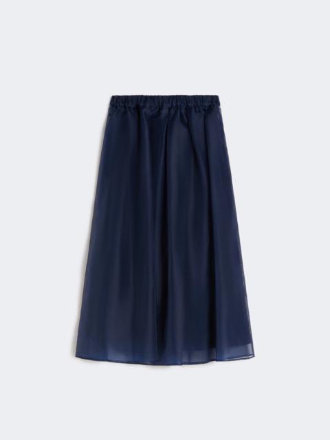 Pleated silk organza skirt - NAVY