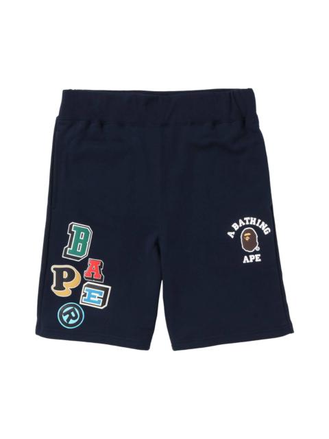 BAPE Multi Fonts Sweatshorts 'Navy'