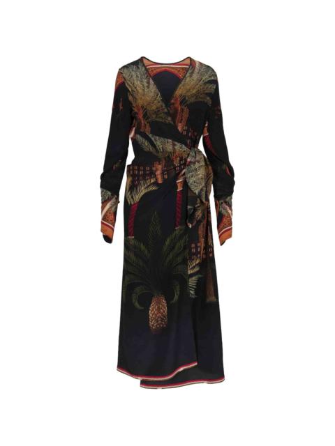 tropical-print wrap dress