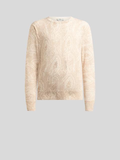 COTTON-BLEND SWEATER WITH FLORAL ARNICA MOTIF