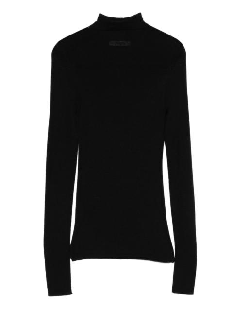 high-neck long-sleeve sweater