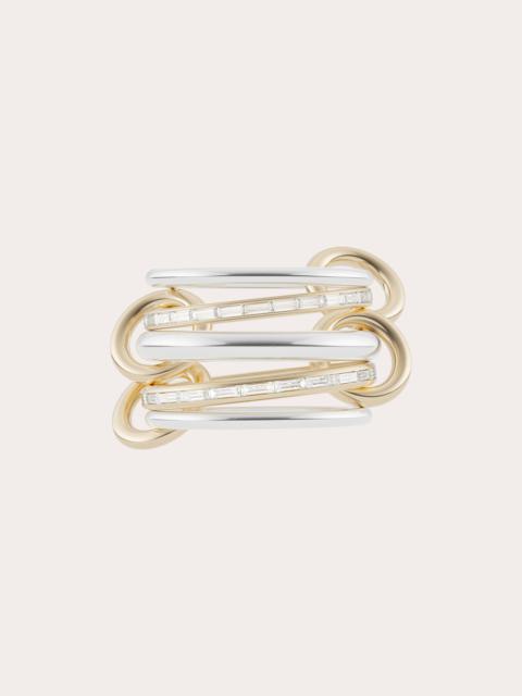 Salix 18K Gold Sterling Silver and Diamond Linked Rings