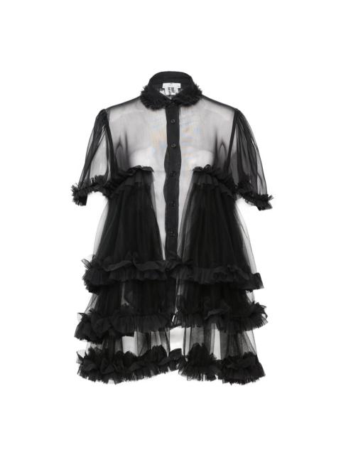 Polyester Georgette x Nylon Tulle Blouse