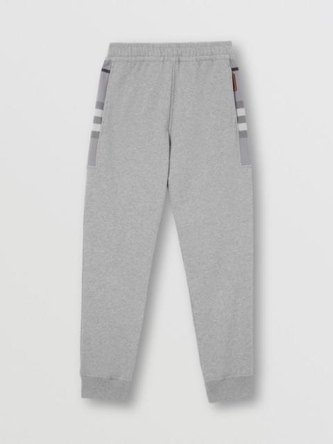 Check Panel Cotton Jogging Pants